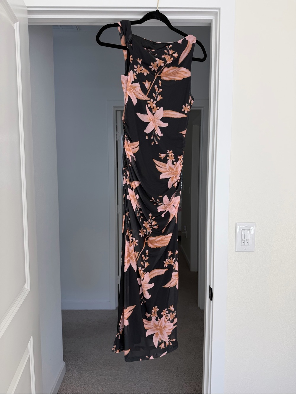 Petal & Pup Black Maxi Dress with Pink Floral Print